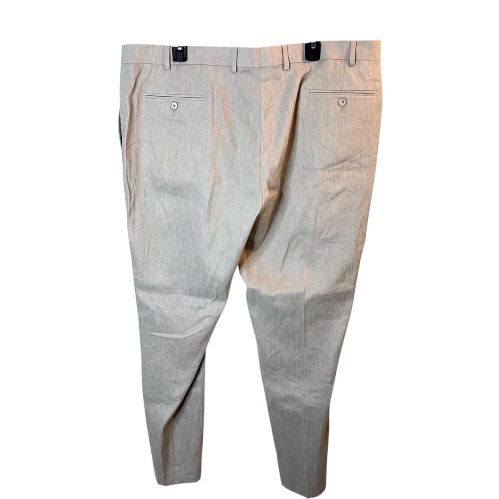 Calvin Klein Dress Pants Men 42x30 Beige Flat Front Linen Blend Summer Beach - Picture 2 of 8
